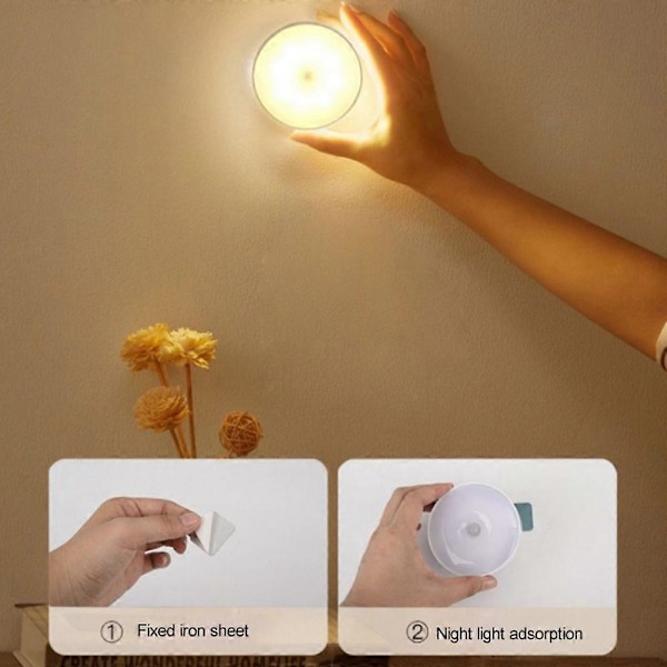 Smart Rörelsesensor LED Nattlampa med 3 Färglägen för Sovrum [db]