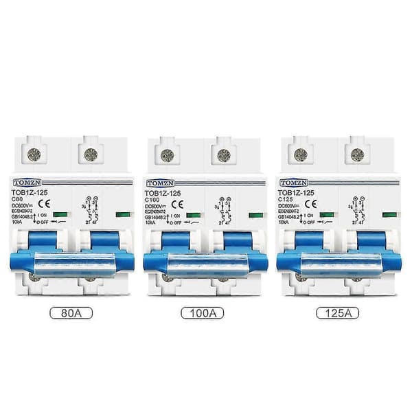 2p 80a 100a 125a DC MCB 600V Kretsbrytare för PV-system C-kurva [DB] 80A