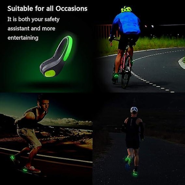2-pak Led Sko Clip Light Regnfast Lysende Blinkende Lyst Natløbelys Led Sportsudstyr Sikkerhedsadvarselslommelygte til løbere om natten