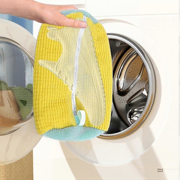 2 st skotvättspåsar för tvättmaskin, tvättpåse för skor för tvättmaskin och torktumlare (gul) [DB] Yellow - 2pcs