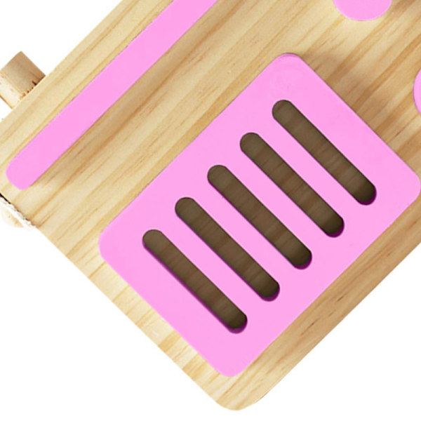 Baby Toy Trä Mini Radio Leksak Lärande Foto Rekvisita Rum Dekor För Pojkar Flickor Vit db pink 17x14cm