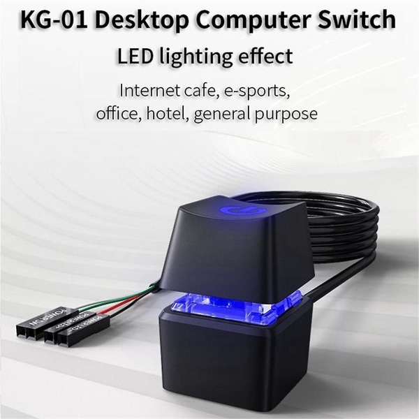 Led-ljus dator skrivbord switch pc moderkort extern start strömbrytare förlängningskabel för hemmakontor 10m svart