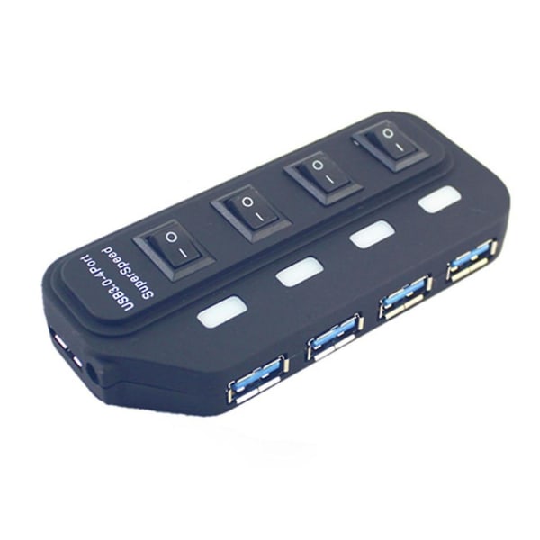 4-porters USB3.0-hub med av/på-bryter USB-splitter multiport-ekspanderadapter [DB]