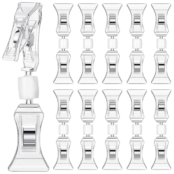 50 st Dubbelsidiga Skyltklämmor Mini Klämma Genomskinlig Roterbar Varuklämma för Skylthållare [db] as shown