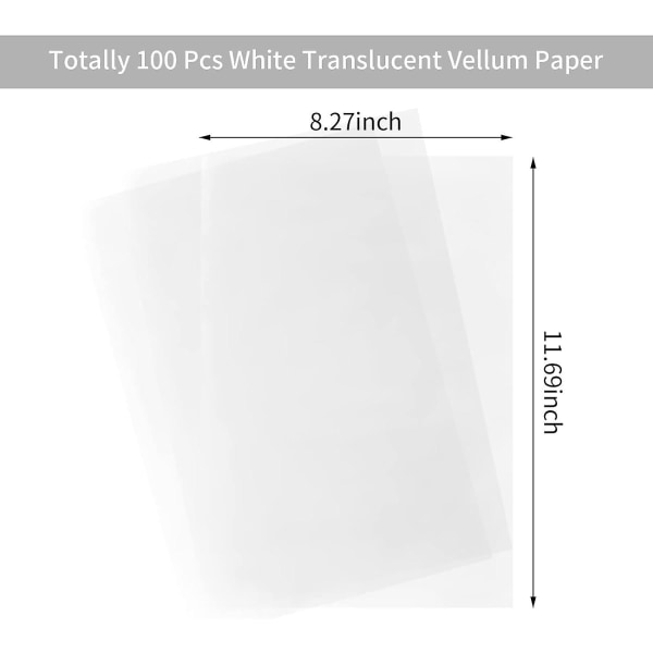 100 ark gennemsigtigt A4-kalkerpapir til tegning og udskrivning