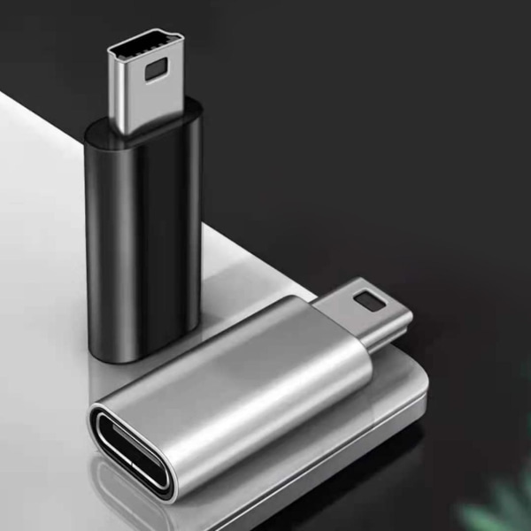 Usb C - Mini Usb -sovitin, tyyppi C naaras - Mini Usb uros -muunninliitin [DB] Silver gray