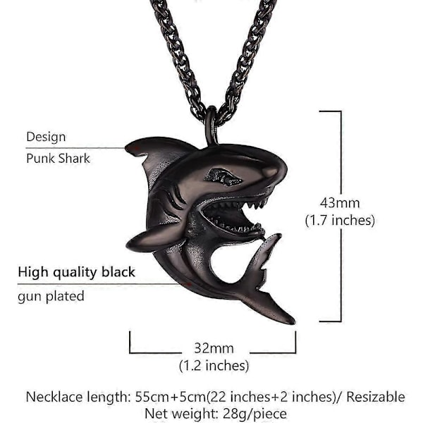 Hai/fisk/delfin Anheng Dyresmykker Menn Gutter Halskjede Med Rustfritt Stål FZY [DB] 02 Shark Black