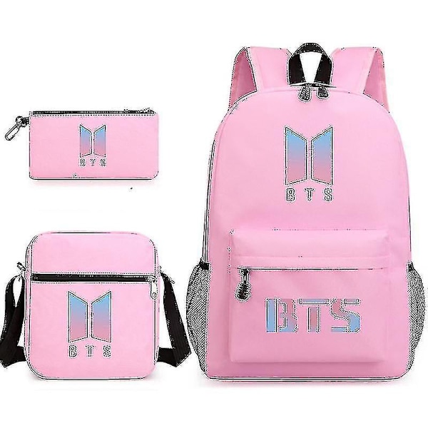 Bts Reppu Opiskelijan Koululaukku Kolmiosainen Settti [DB] PINK