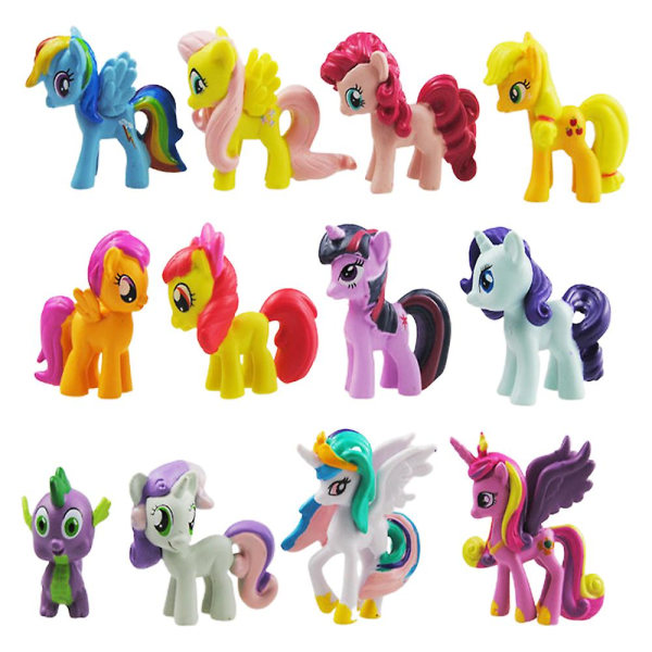 12 st My Little Pony Mini Figurer Enhörning Leksaker Tårtdekoration Födelsedagsfest Dekoration Barn Pojke Flicka Gåvor [DB]