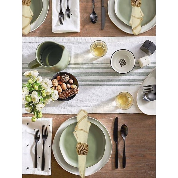 Juuttilautasliinasormukset - 12 kappaleen set - Käsintehdyt säkkikangasköysi ruokapöydän lautasliinatelineet