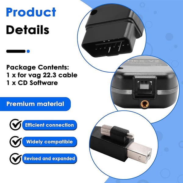 For COM 22.3 OBD2 Scanner HEX V2 USB til Golf A6 Seat Ubegrænset VINs ATMEGA162+16V8+FT232RQ db Black