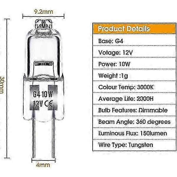 G4 halogenlamper [DB] 10W 20pcs