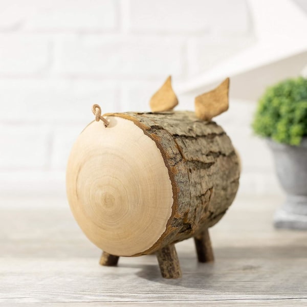 Skovindretning Sparschwein Aus Holz, Handgefertigt