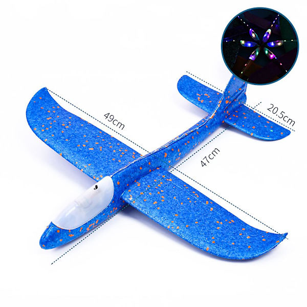 48cm stort skumflyvemaskine håndkastet flyvemaskine inerti udendørs lancering børnelegetøj db Blue Body Light