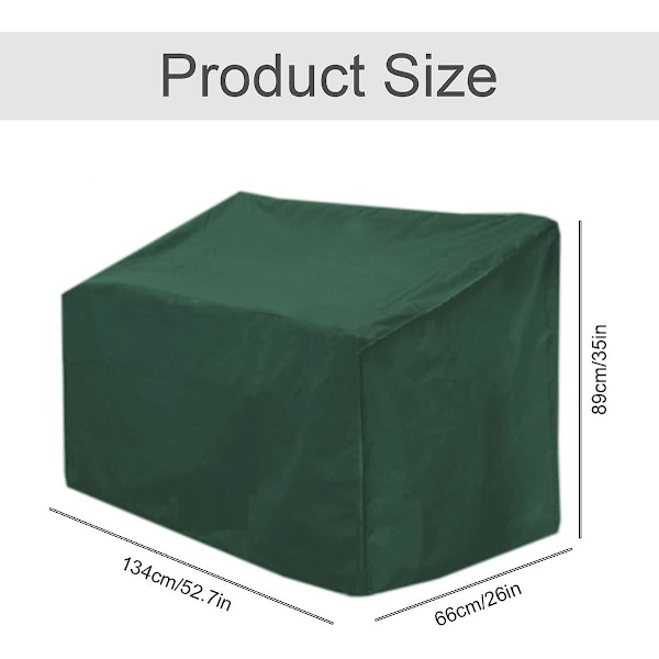 Puutarhapenkin suojakansi vedenpitävä - 2-paikkainen vedenpitävä, tuulenpitävä, UV-kestävä 210D polyesteri Oxford-kangas, 134 x 66 x 89cm (Vihreä) {Db}