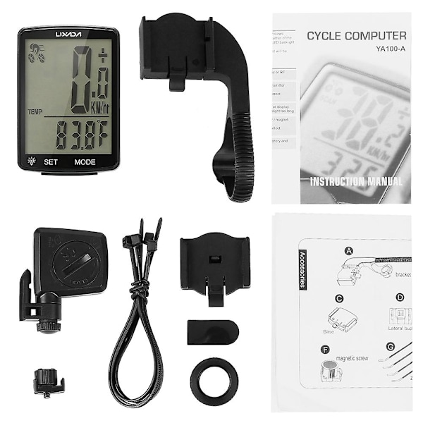 LIXADA Trådløs Cykelcomputer Multifunktionel LCD Skærm Cykelcomputer Mountainbike Speedometer [DB] Blue Backlight