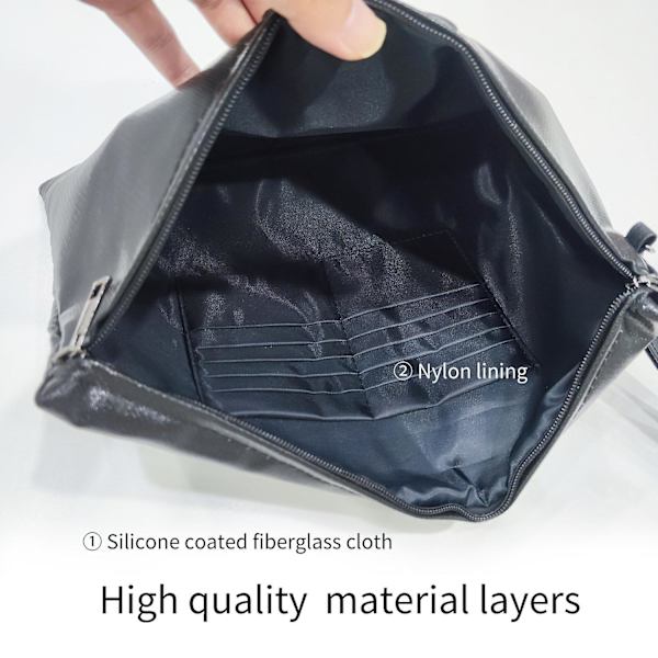Brandsikker Dokumenttaske med Lås Penge Sikkerheds Organizer Lynlås DB Black