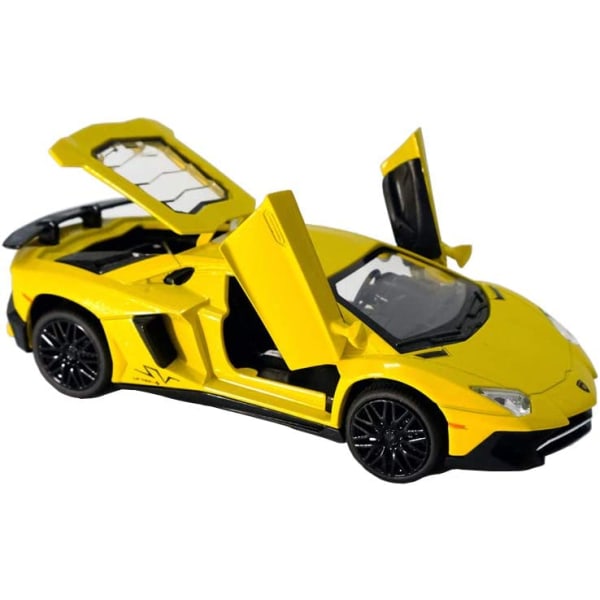 Alloy Collectible Lamborghini Leksaksfordon Pull Back Formgjuten bilmodell med ljus och ljud