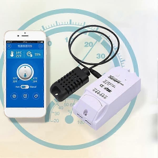 Smart Hem Vattentät för Sensor Temperatur Luftfuktighet Sändare för TH10/TH16 Switch [DB] As Shown