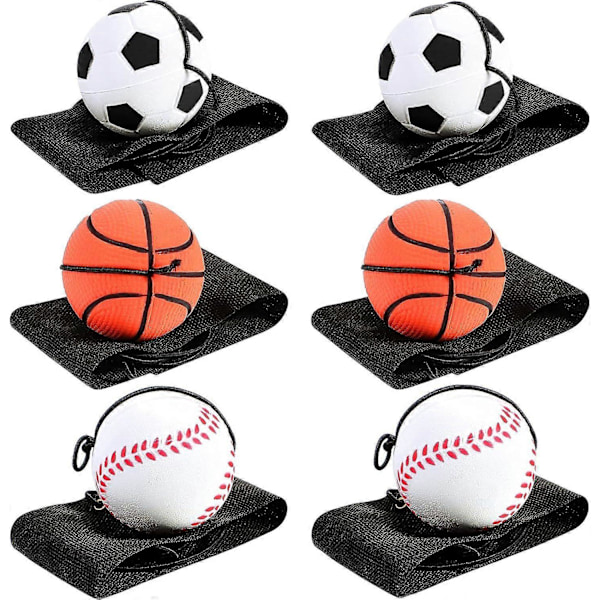6 Stykker Håndleds Retur Bold Sports Håndleds Bold Basketball, Baseball og Fodbold På En Snor Gummi Rebound Bold Armbånd Legetøj til Børn db