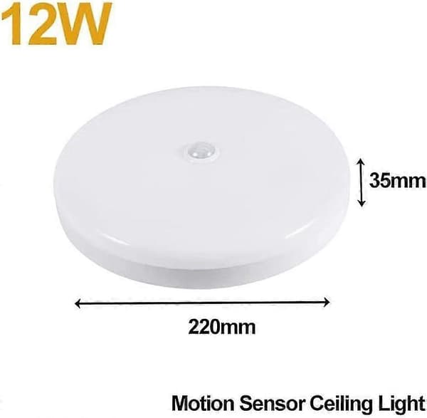 LED loftlampe med 12W bevægelsessensor, lyd- og lysstyring, induktionsloftlampe [DB]