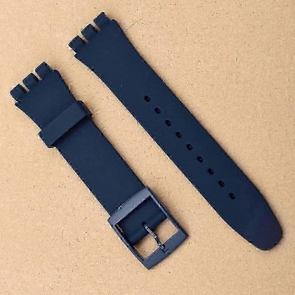 20mm pehmeä TPU silikoni kellon ranneke Swatch kelloon [DB] black 19mm