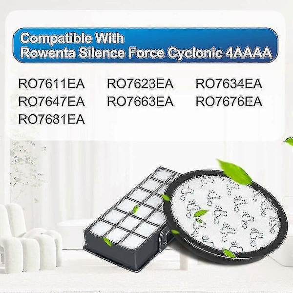 2 Hepa-suodattimen sarja Rowenta Silence Force Cyclonic 4aaaa Ro7647ea Ro7663ea Ro7676ea Ro7681ea (malli Ro76xx) -imureille, korvaava [DB]