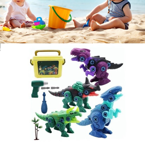 4 stk. Tag-Apart Dinosaur Legetøj Elektrisk Skruedinosaur Kombination Diy Samle Konstruktion Bygge Dreng Legetøj db Type 2