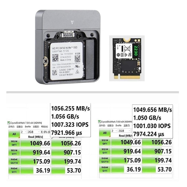 M.2 Nvme 2230 Ssd-hölje Usb C-adapter 10gbps Usb3.2 Gen2 Extern låda för M2 2230 Nvme Sn7 [DB] Silver