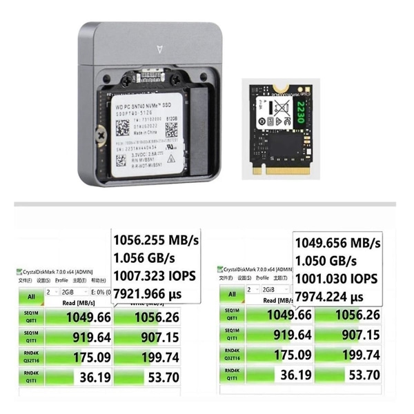 M.2 Nvme 2230 Ssd -kotelo Usb C -sovitin 10gbps Usb3.2 Gen2 Ulkoinen kotelo M2 2230 Nvme Sn7 [DB] Silver