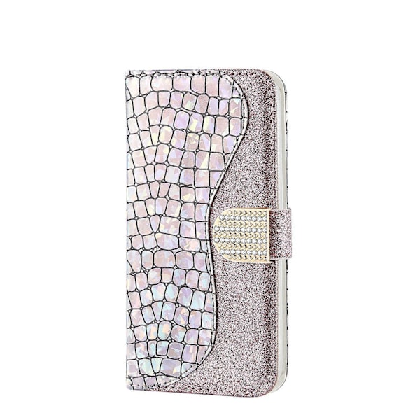 Krokodilleskind Glitter Pulver Splejsning Tegnebog Læder Etui til Samsung Galaxy A40 [DB]