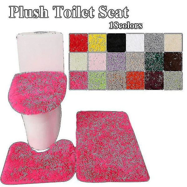 3 kpl / sarja Liukumaton Pehmeä Kylpyhuoneen Jalusta Matto WC-kannen Matto Kylpyhuoneen Matto Pestävä [DB] rose red (solid color)