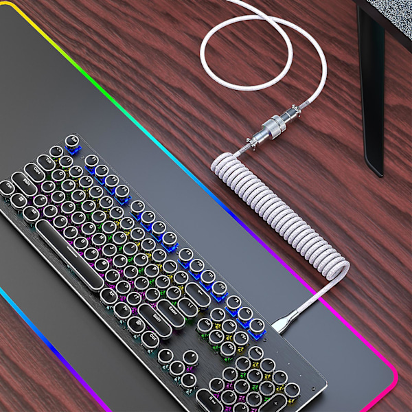 Type C USB-kabel Mekanisk Tastatur Spiral 2,2 m Gaming Spolen Aviator Kabel [DB] Black