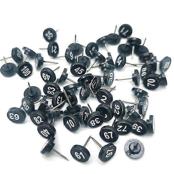 100 kpl Numeroidut Karttaneulat Numeroidut Karttaneulat Valokuvaseinän Koristeluun Ilmoitustaulut Musta Musta [db]