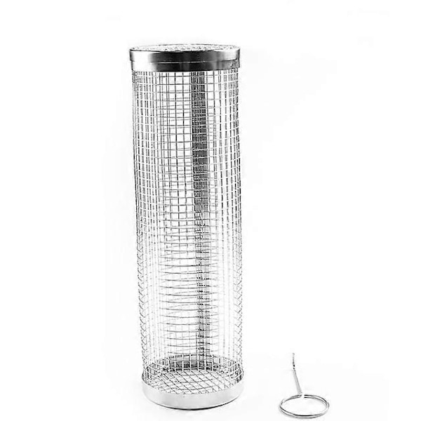 Rostfritt Stål Automatisk Vändande Grill för Utomhus med 10 Grillpinnar Justerbar Bredd Grillspett Rullverktyg [DB] 30CM