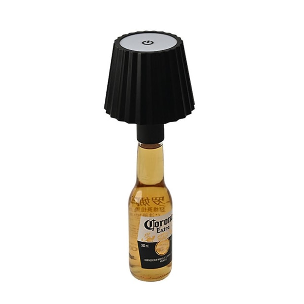 Vinflaskelampe Hodebordslampe Flyttbar Lading Dekorasjon For Bar Cafe Atmosfære Nattlys Db Black