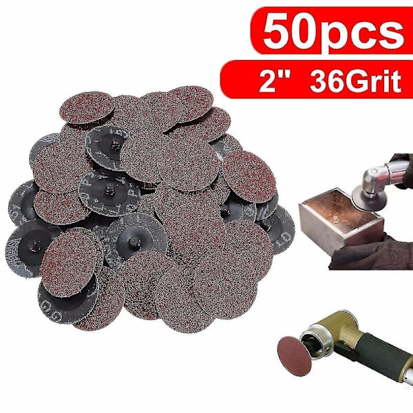 50 stk. 36 Grit 2' Roll Lock Sandpapir Slibeskiver Type R Roloc Sander Slibemiddel db