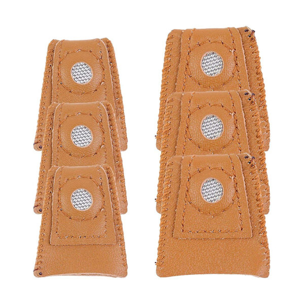 6-pack fingerborg av läder för sömnad, fingertoppsskydd, verktyg för stickning, quiltning, nålplattor, nålpartner [db] brown