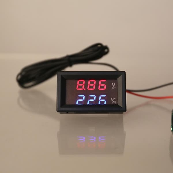 12V 24V Bil Voltmeter LED Digital Display Voltmeter Panel Temperaturmåler db