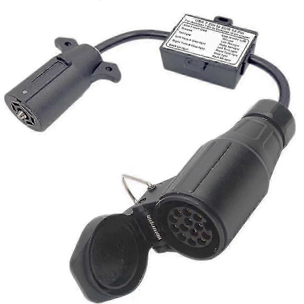 USA til Europeisk Tilhengerlys Konverter 7 Flat Socket (US Kjøretøy) til 13-pinners Rund Plugg (EU Tilhenger [DB]
