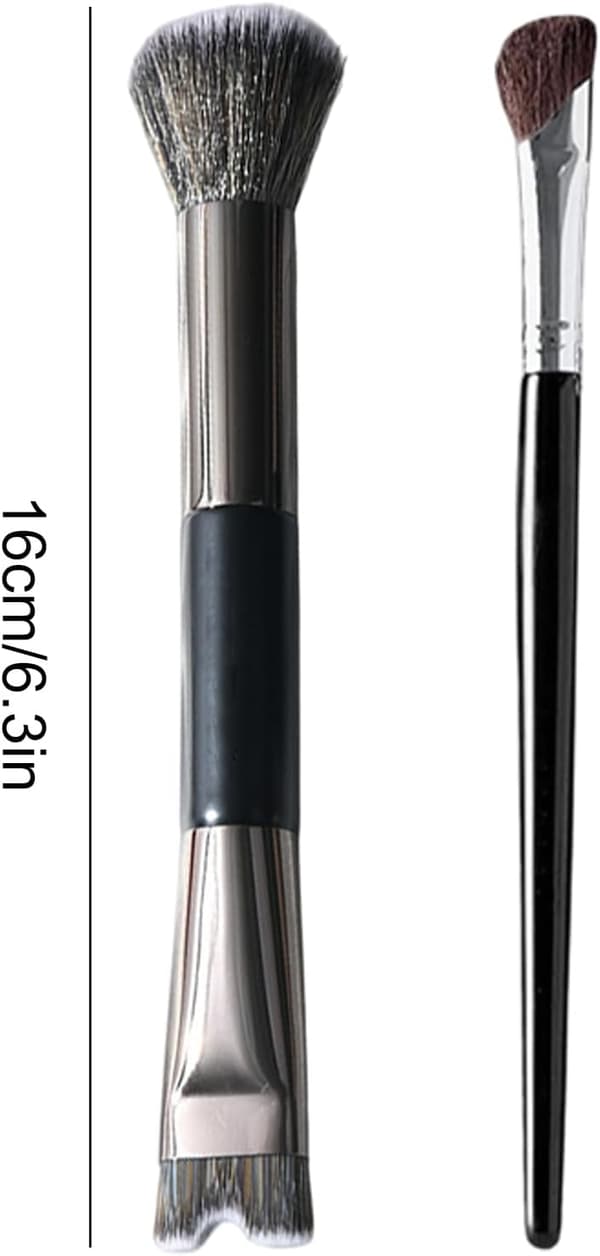 Konturbørster til makeup, dobbeltendet næsebørste – 2 alsidige børster til blending, definering, highlighting og udtoning [DB]
