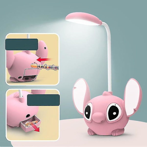 1 st Disney Anime Stitch skrivbordslampa ögonskydd LED nattljus USB bordslampa bra premium [DB] Pink one size