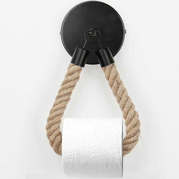 Toiletpapirholder, hampetovsholder til badeværelse og køkken badeværelsespapirholder toiletrulleholder (sort)