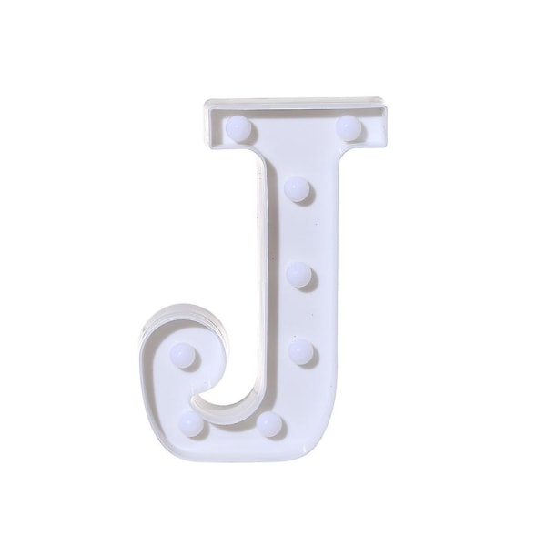 Alfabetets ledbokstavslampor lyser upp Vita plastbokstäver stående hängande A [DB] J