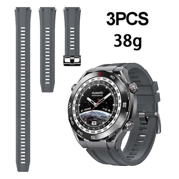 Silikonerem til Huawei Watch Ultimate 3 stk. Længere model [DB] Dark Grey
