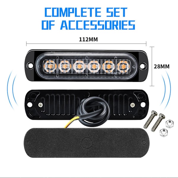 2 stk. 12-24V LED Blinkende Advarselslys Advarsel Nødlys Blinkende Lys Forsigtighed Lysskinne til Bil Tr db White Light