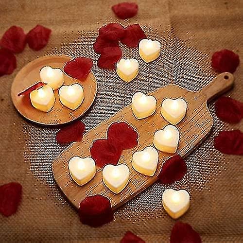 24 stk. Hjerteformede LED-Telys LED-Lys til Valentinsdag Bryllup [DB]