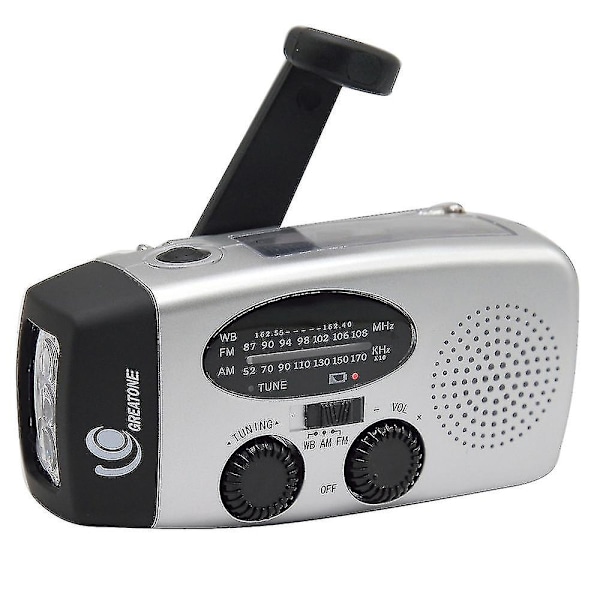 Aurinkoradio, käsikampi, aurinkokäyttöinen radio, kannettava hätäradio, sääradio DB Red
