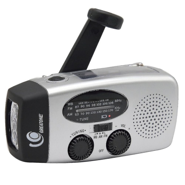Solardriven vevradio med handvev, solcellsradio, bärbar nödväderradio DB Orange