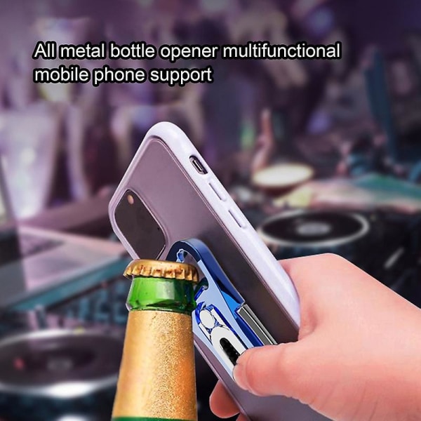 Mobiltelefonholder Multifunksjonell bærbar billuftventilfeste Stativ Fingerringbrakett Flaskeåpner for smarttelefon Jikaix Blue
